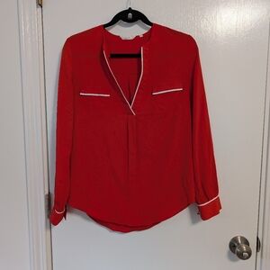 Red Women's Top with White Trim